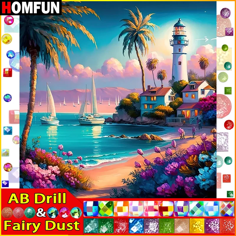 HOMFUN Fairy Dust AB Diy Full Square Round Drill 5D Diamond Painting Diamond Embroidery 