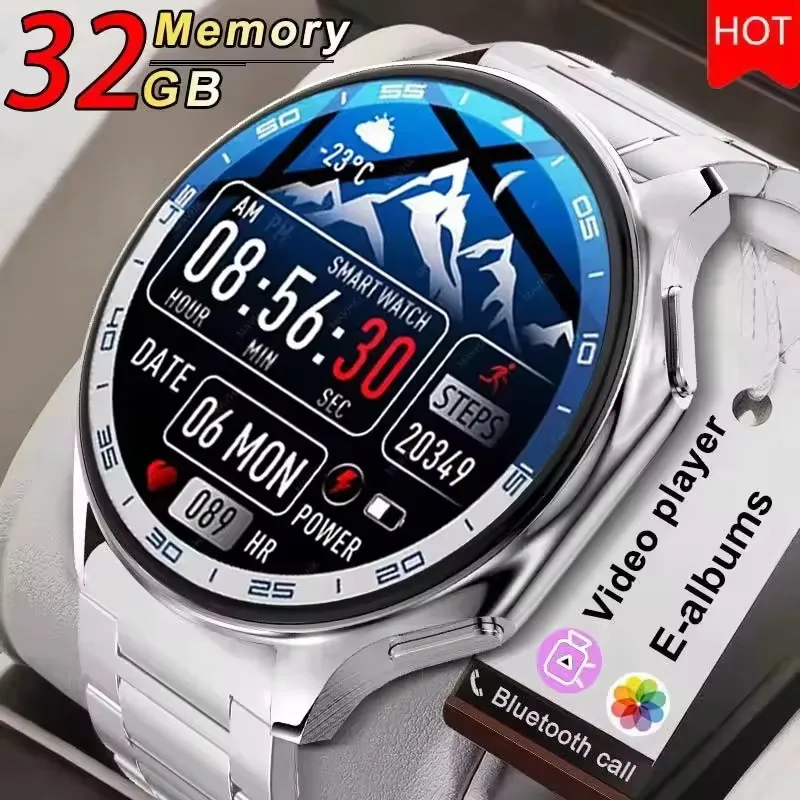 Jam tangan pintar Huawei Xiaomi pria, arloji cerdas olahraga kebugaran panggilan Bluetooth Video MP4 musik memori 32G untuk OPPO 2025