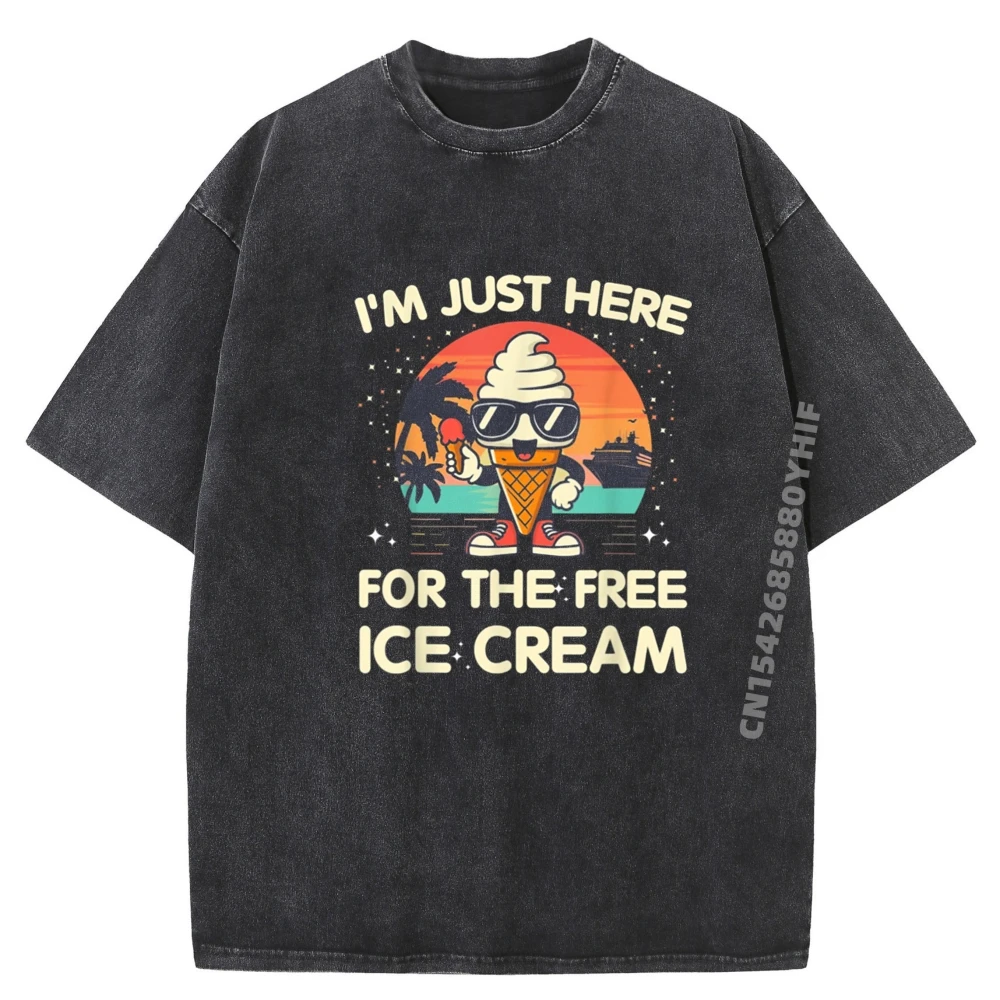 

Retro I im Just Here For Crazy Funny T-shirts Women High Quality Printed Tshirts Mens Soft Washed Clothes