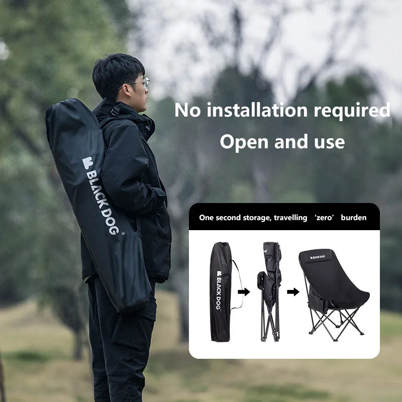 Blackdog Outdoor Folding Chair Multi Pole Cross Support Portable Camping Raised Moon Chair Outdoor Picnic Camping Fishing Chair