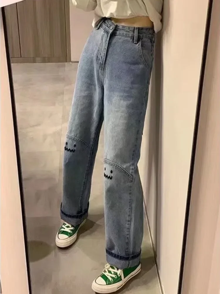 Jean taille haute à jambes larges pour femmes, pantalon pour dames, Hip Hop, marée, Street Trend, Ruffian Handsome FjHigh, Ins Letter, 2023