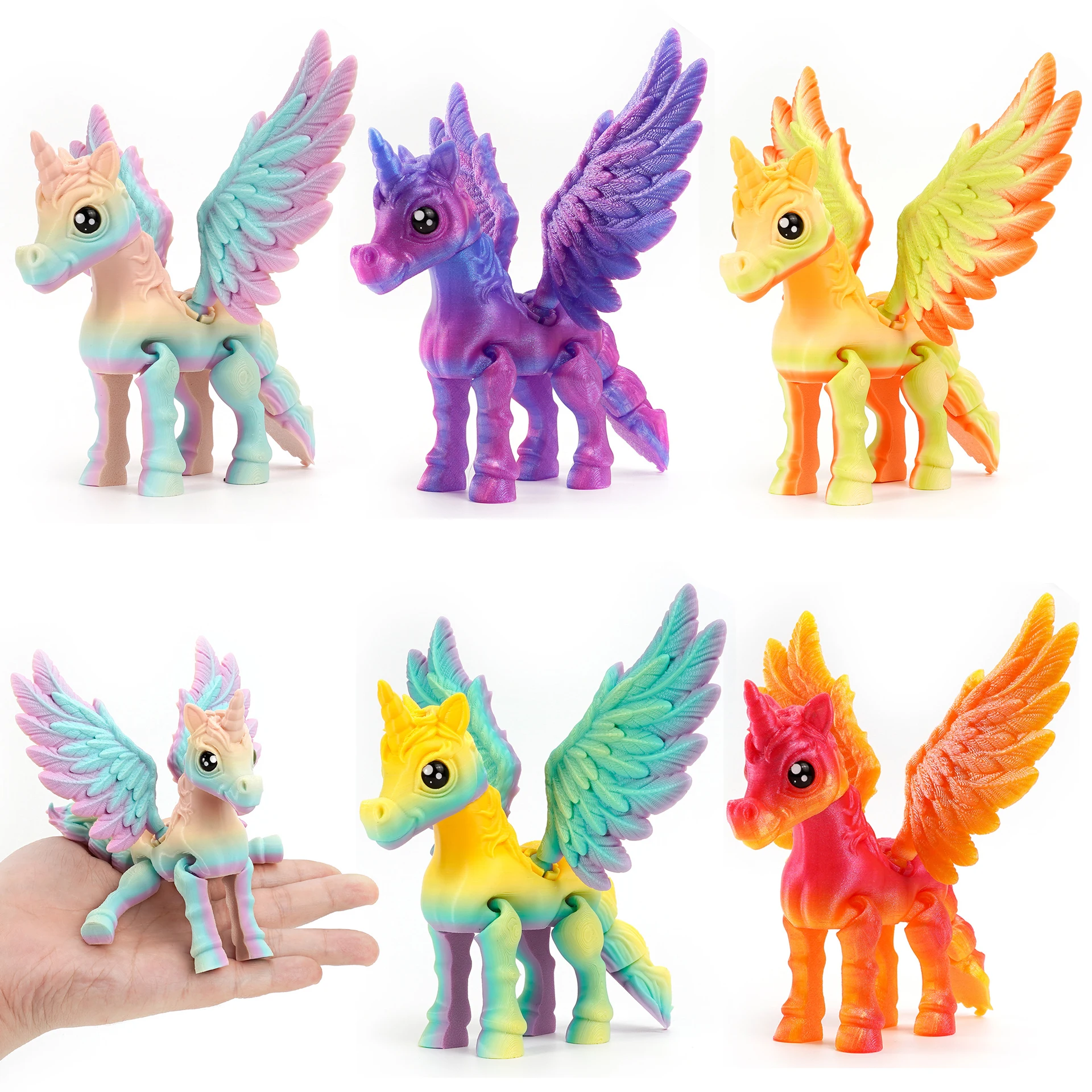 Unicornio de Ángel impreso en 3D con alas para niños, regalos de cumpleaños, recuerdos de fiesta de unicornio, premios en el aula, relleno de golosinas, 1 ud.
