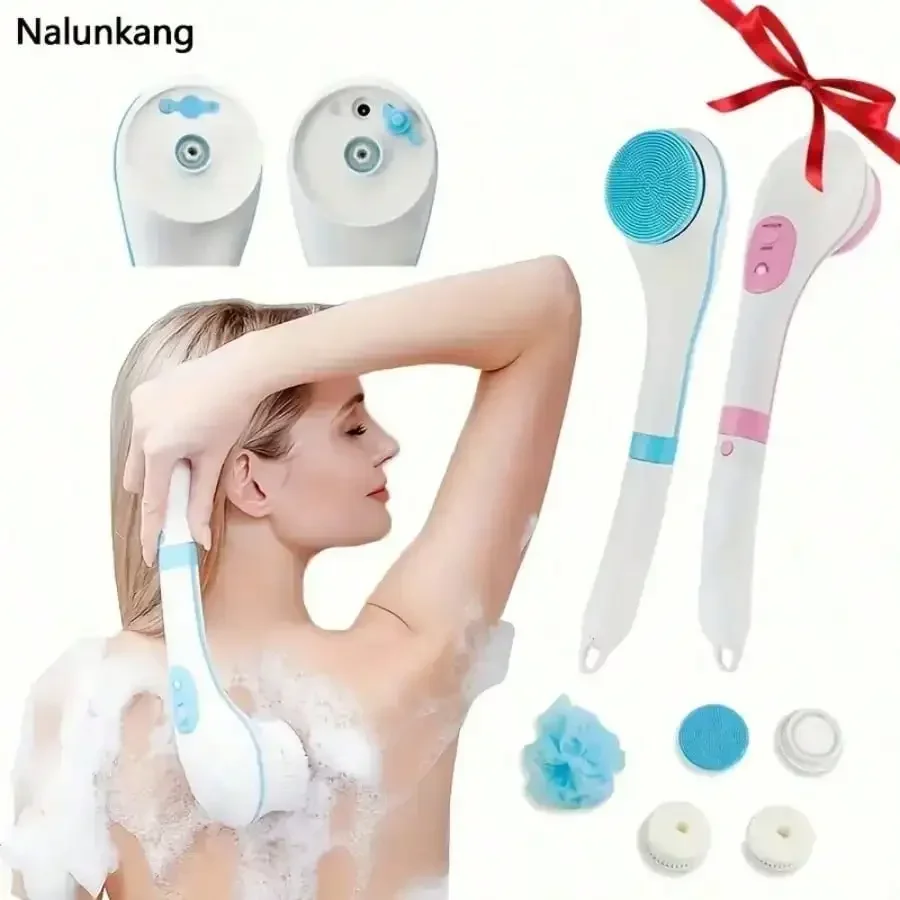 The Electric Shower Brush, Soft-Bristled Shower Brush, 5 Head Attachments, Long-Handled Handheld Body Brush, USB Charging Are All Delivered Within 2 Working Days. They Are Provided For Back And Full-Body Cleaning.