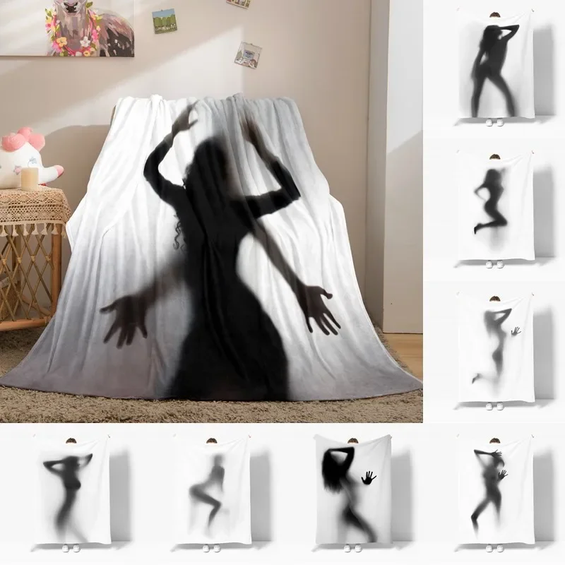 Beauty Shadow Black Get Naked Funny and Sexy Throw Blankets Super Soft Printing Family Car Sofa Flannel Blanket Bed King Quilt