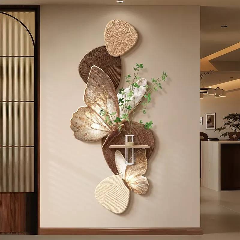 Medieval Butterfly Wall Art LED Light Up Canvas Painting Simple Background Home Decor for Foyer Living Room Atmosphere Modern