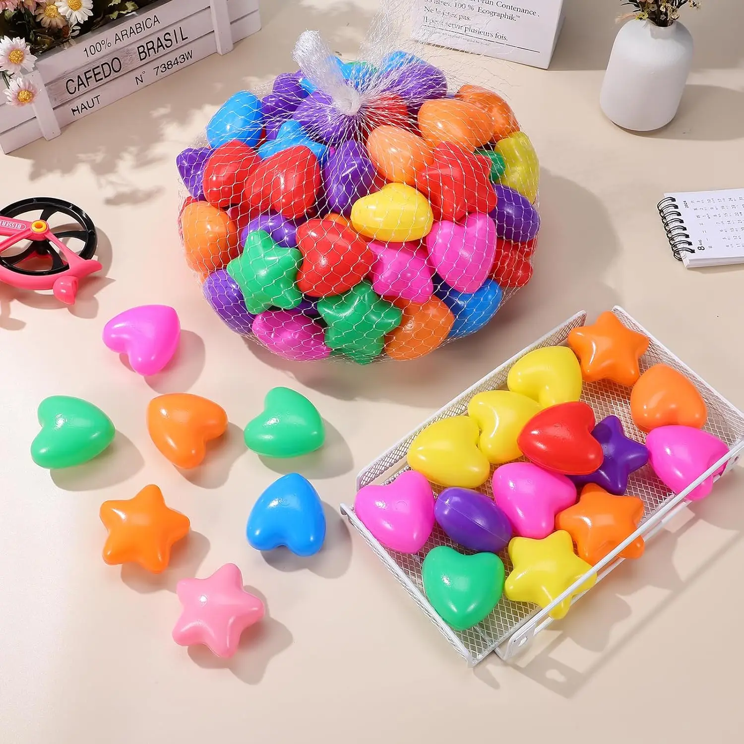 Estrela bola pit bolas para crianças 100 contagem de plástico heartballs piscina brinquedos de água para meninos meninas festival de natal festa de
