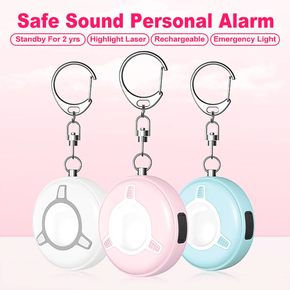High Frequency Sound 150db Light Tracker Anti Theft Clip on Personal Alarms Pattern Safety Keychain Self Defense Protection