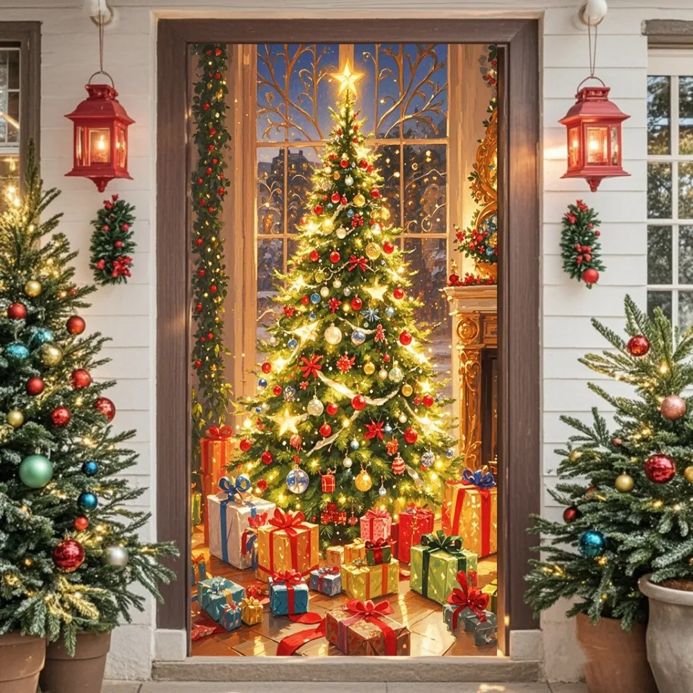 decoracao-de-porta-com-tema-de-Arvore-de-natal-fundo-para-festa-de-aniversario-infantil-decoracao-de-casa-fundo-para-fotografia