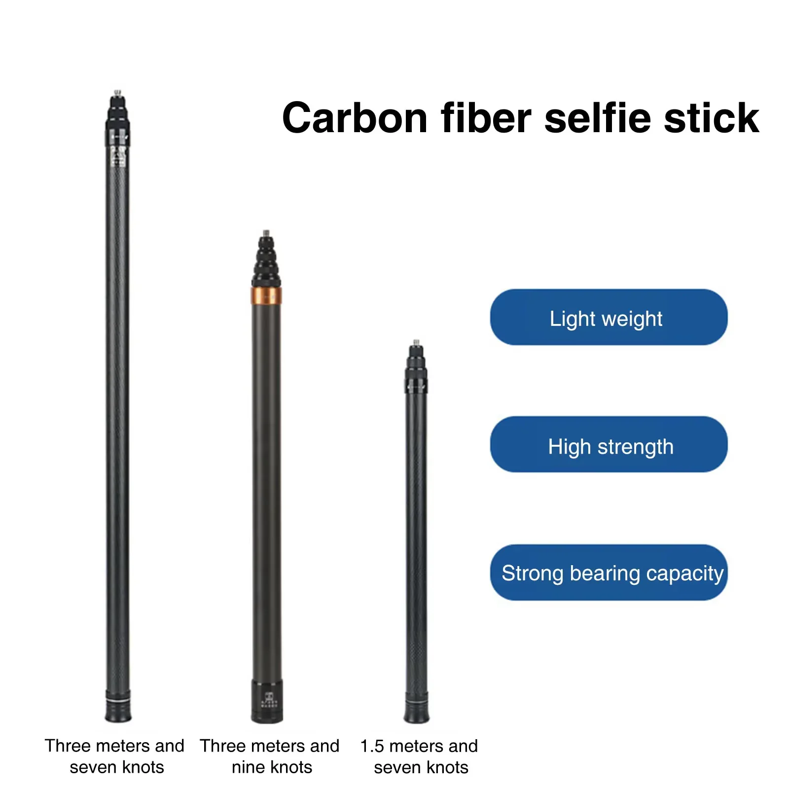 Universal Invisible Carbon Extended Edition Fiber Selfie Stick for Insta360 X5/X4/ GO3S/3 DJI OSMO NONO Action 5 4 3 Accessories