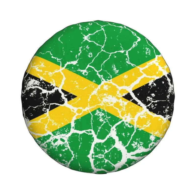 Custom Jamaican Flag Distress Tire Cover 4WD 4x4 RV Jamaica Proud Spare Wheel Protector for Jeep Toyota Mitsubishi 14