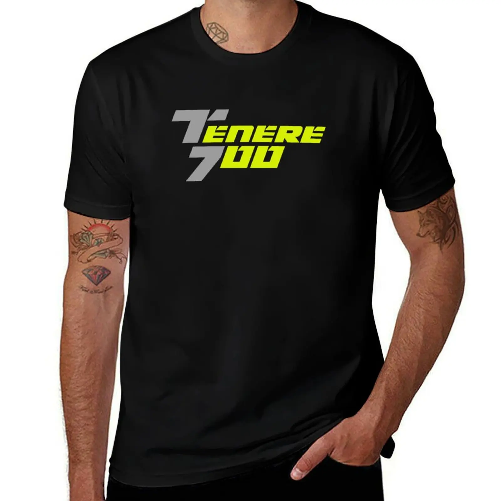 Yamaha Tenere 700 Logo Gray-Yellow T-Shirt T-Shirt kawaii clothes sublime T-shirts for men cotton