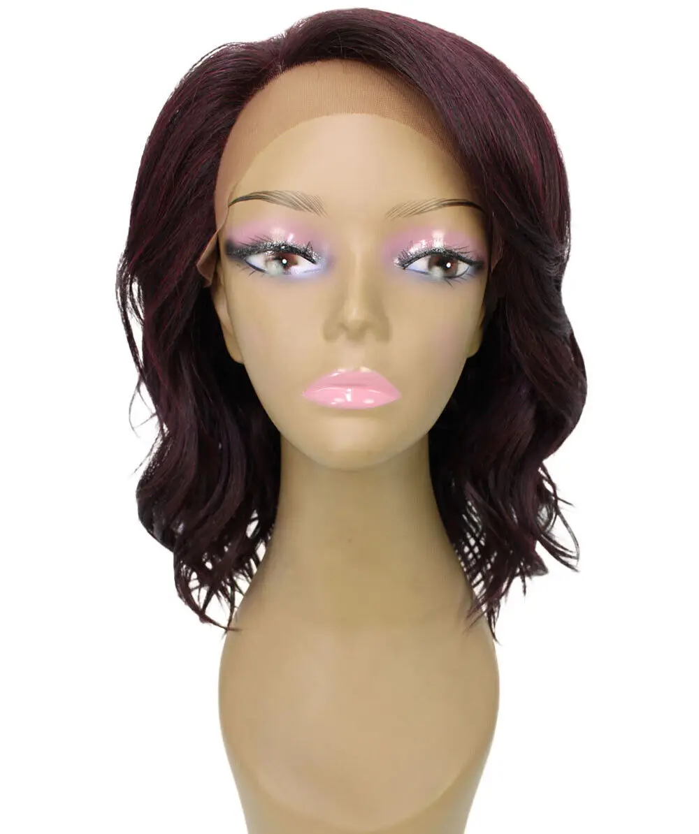 

Rayana Wavy 15 Inch Long 4X4 Hand-Tied Lace Front Wig,Medium Red and Black Blend