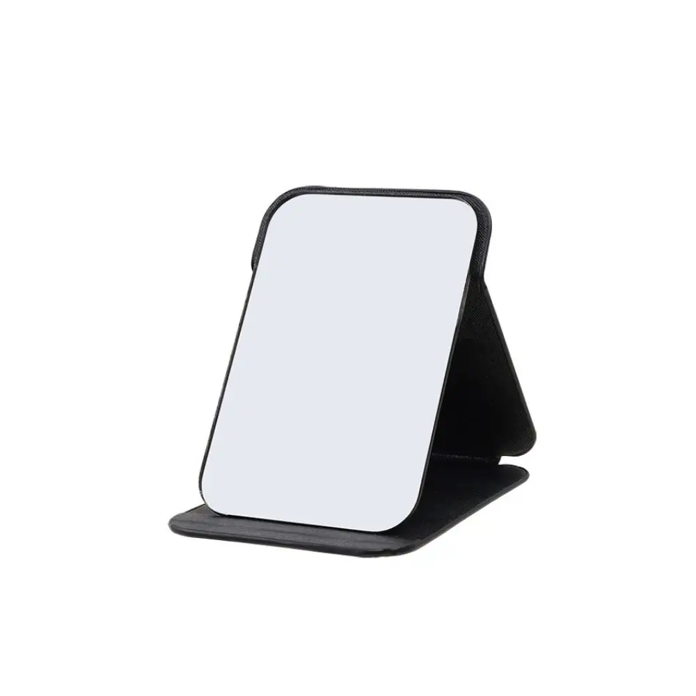 Simple Square Shape Folding Mirror Cosmetic PU Leather Desktop Vanity Mirror Adjustable Portable Table Mirror Domestic