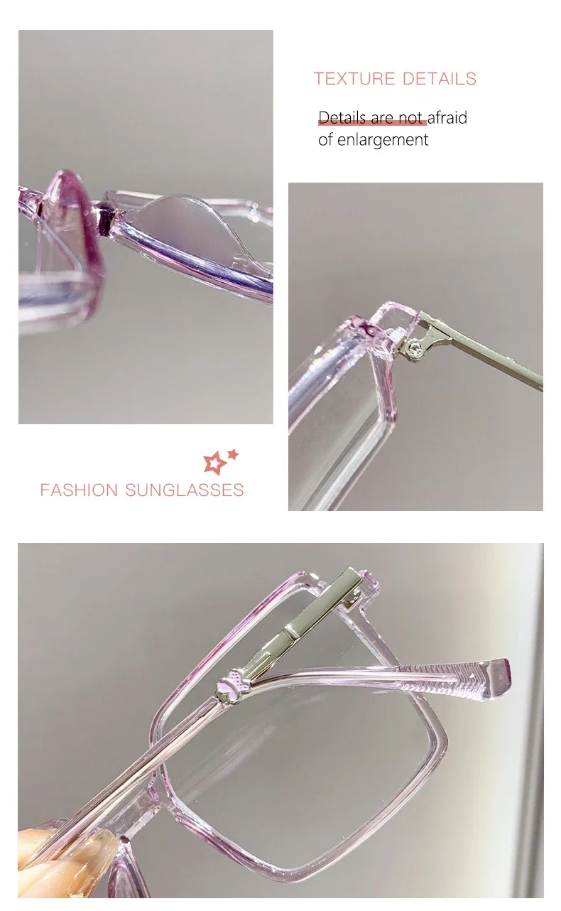 Photochrome Brille mit Diamantschmuck, modische, lichtwechselnde, farbwechselnde Myopiebrille mit High-End-Gefühl -0-4 – Detail 2