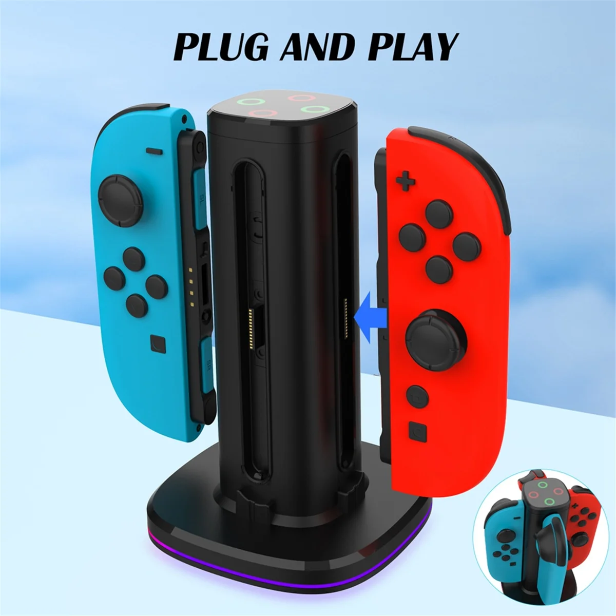 

Зарядная док-станция ATP6 4 в 1, зарядное устройство для контроллера Switch 2 Joycon 4, светодиодный индикатор, геймпад, зарядная док-станция