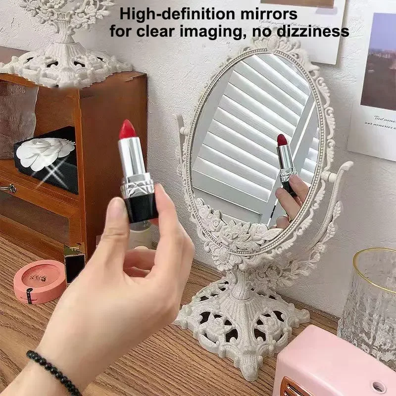 مرآة ماكياج كلاسيكية على الطراز الأوروبي مرآة مكياج محمولة لسطح المكتب بزاوية 360 درجة #4