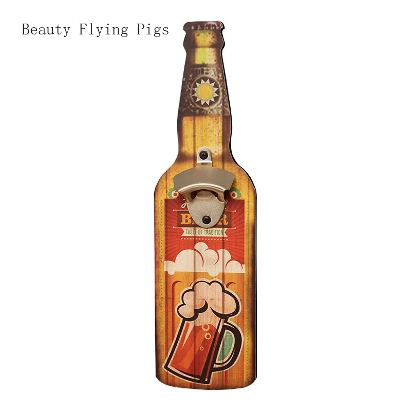 Creative wooden wall decoration Bottle opener hotel bar shop snack barbecue shop personality pendant decoration home