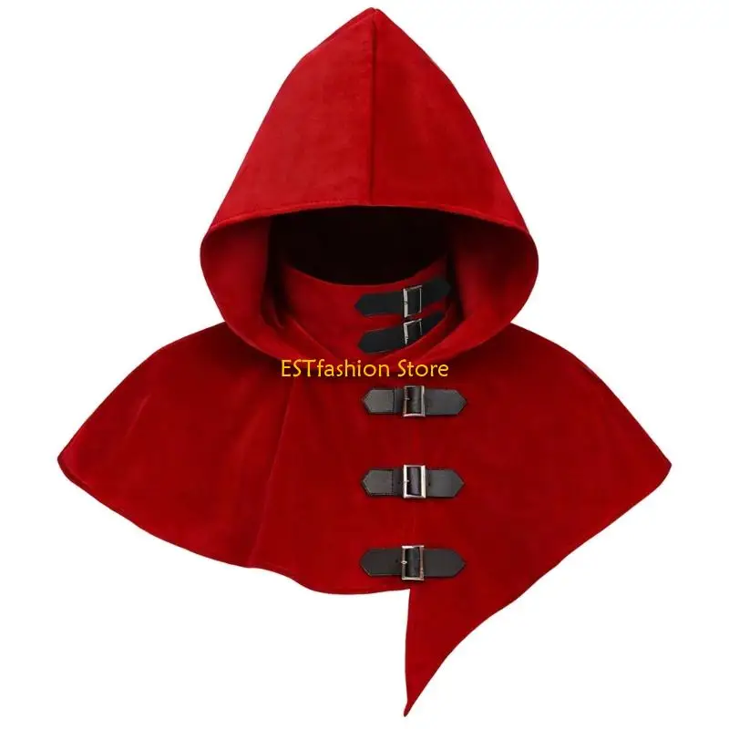 Y5GC Front Strap Costume Cloak with Medieval Styling, Dramatic Cowl and Theme Party Wear Appeal for Night Looks