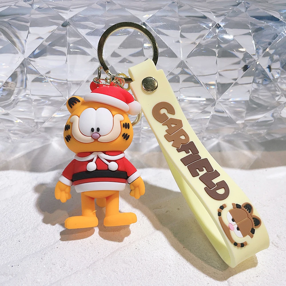 Cartoon Anime Kawaii Garfield Cat Keychain Pendant Car Key Chain Phone Bag Ornament Jewelry Kids Adult Birthday Gifts Wholesale