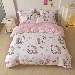 Hello Kitty Duvet Cover Bedding Set Duvet Cover with Pillowcase Single King Queen Twin Size Home Textile Children Bedroom Decor