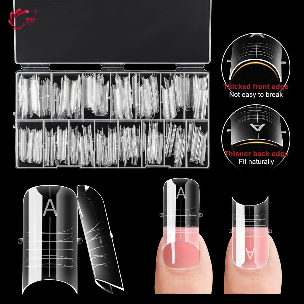 TP New 150pcs Dual Forms Toe Nail Molds Two Usages Acrylic Full Cover Poly Nail Gel Nail Extension Molds Reusable Nail Top Forms