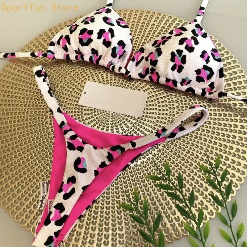 

Women Triangular String Swimsuit Set Halterneck Thong Bathing Suit Low Waist String Ladies Push Up Thong Swimwears X7JD