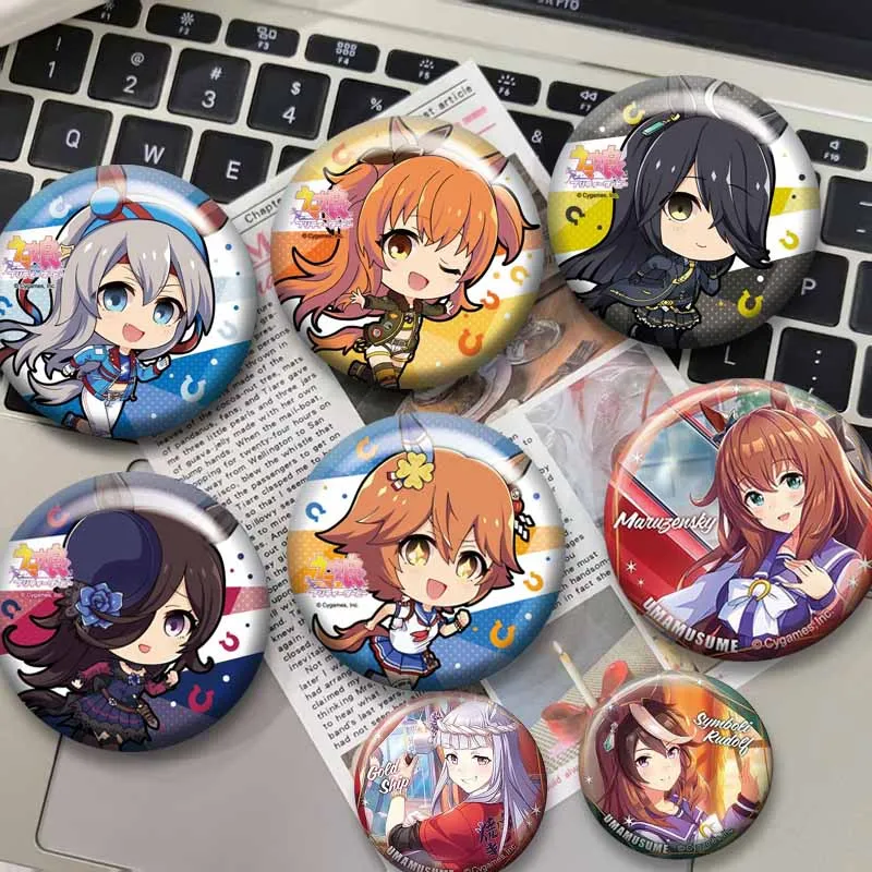 Anime Game Uma Musume Pretty Derby Button Pins Tokai Mejiro  Symboli Rudolf Cartoon Brooch Fans Collect Badge Jewelry Accessory