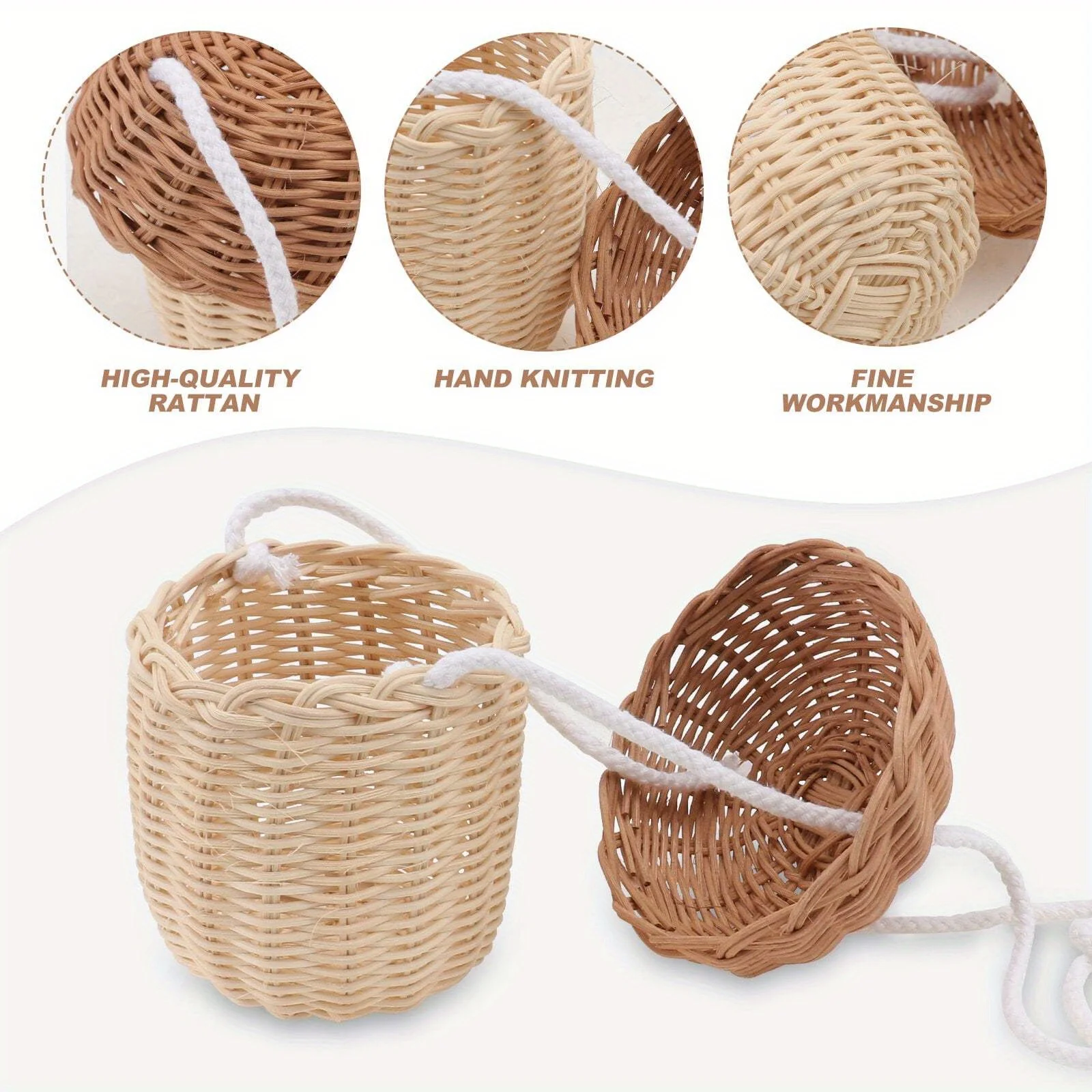 1Pc Mini Purse Portable people Bag Rattan Basket Shaped Bag Cross-body Woven Bag