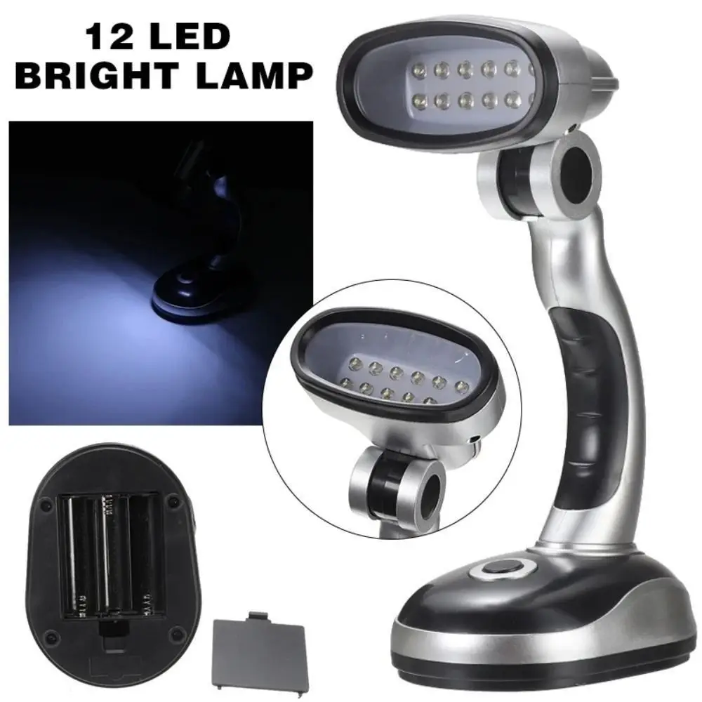 

Яркая настольная лампа с 12 светодиодами, портативная, на батарейках, ночник, с регулируемой яркостью, для кемпинга