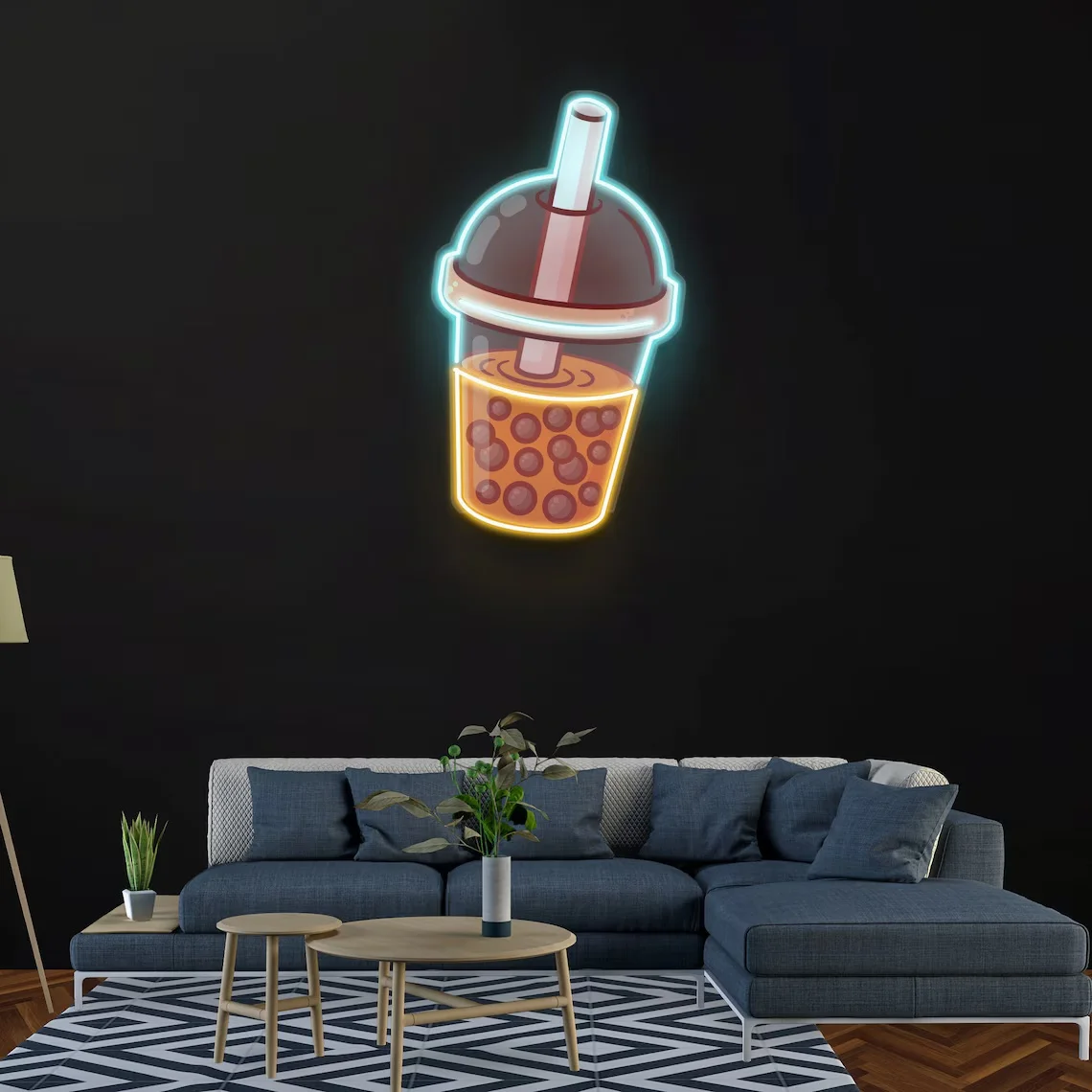 Letrero de neón Boba de té de burbujas, decoración de cafetería, decoración de cocina y fiesta, luz LED de té de la leche para decoración de pared, Idea de regalo para cafetería y tienda