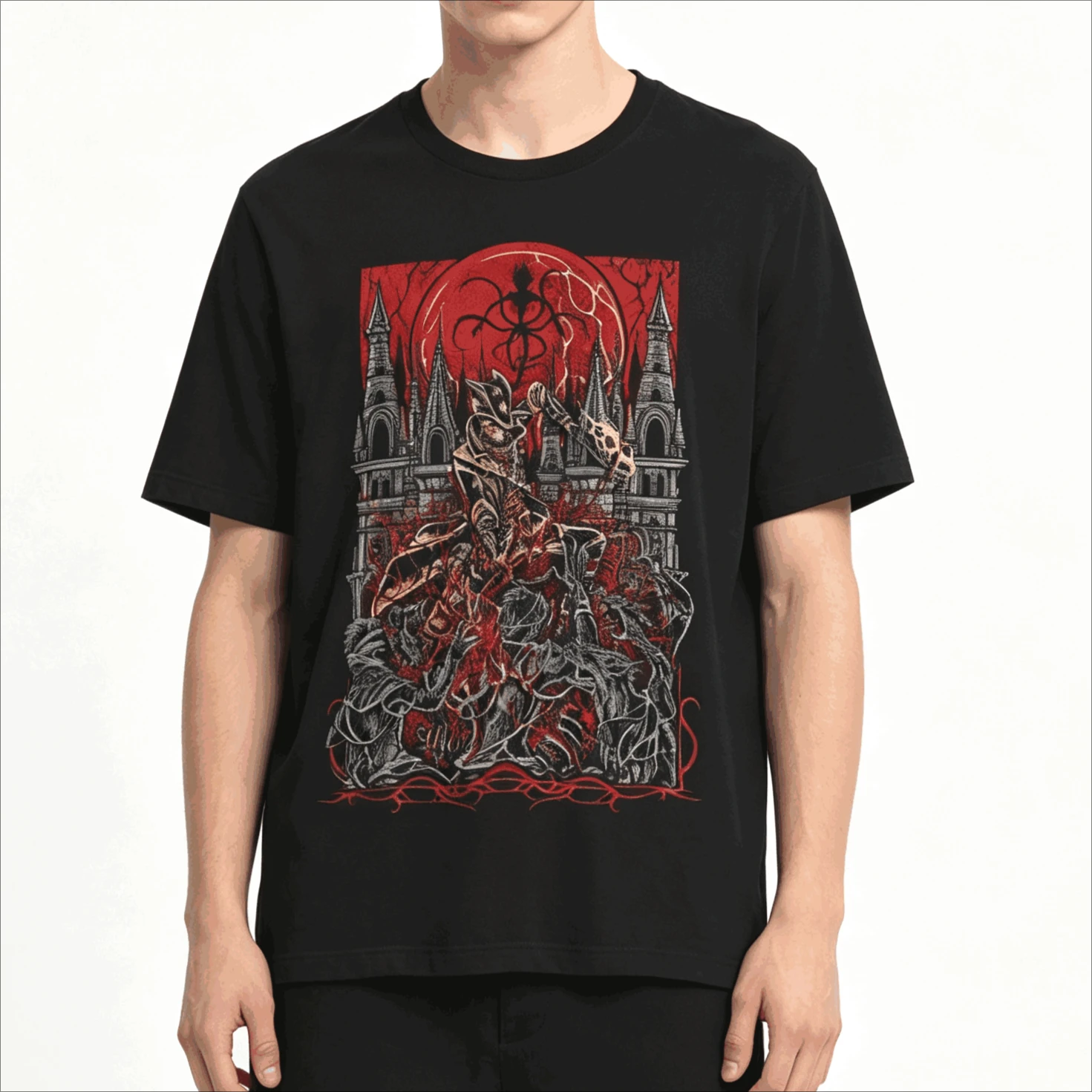 Hot Sale Bloodborne Drippy Souls Vicar Amelia Grim T-shirt Y2K Men Women Harajuku T-shirt Hip Hop Streetwear Oversized T-shirt view 3