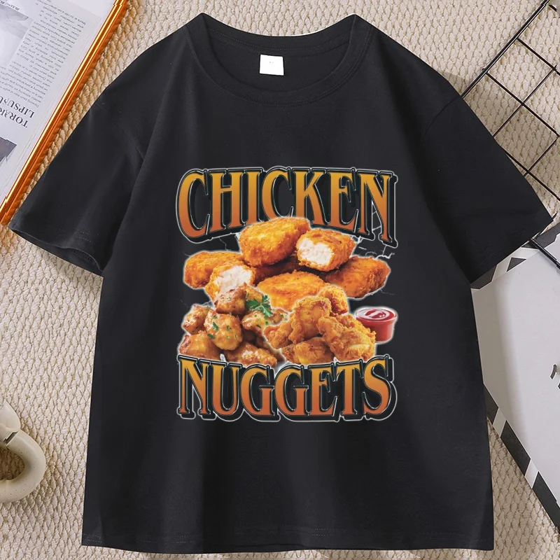 Chicken Nugget Vintage Graphic T-Shirt Funny Nuggets Meme T Shirt Retro Comfortable 90s Graphic Trendy Tee Streetwear