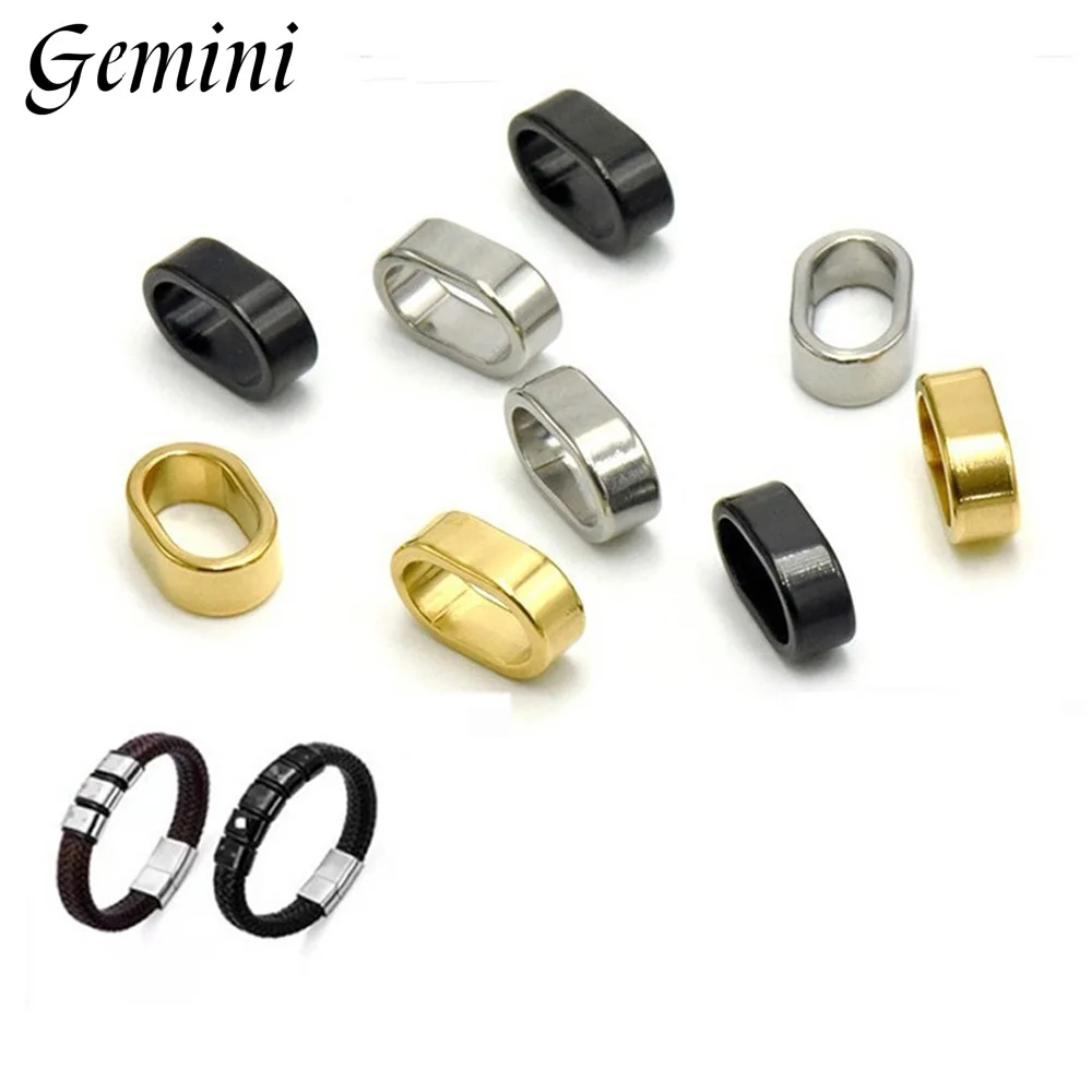 

10pcs 316L Stainless Steel Leather Cord Beads 12*6mm Double Spacer Beads for Leather Bracelet DIY Jewelry Making Accessories