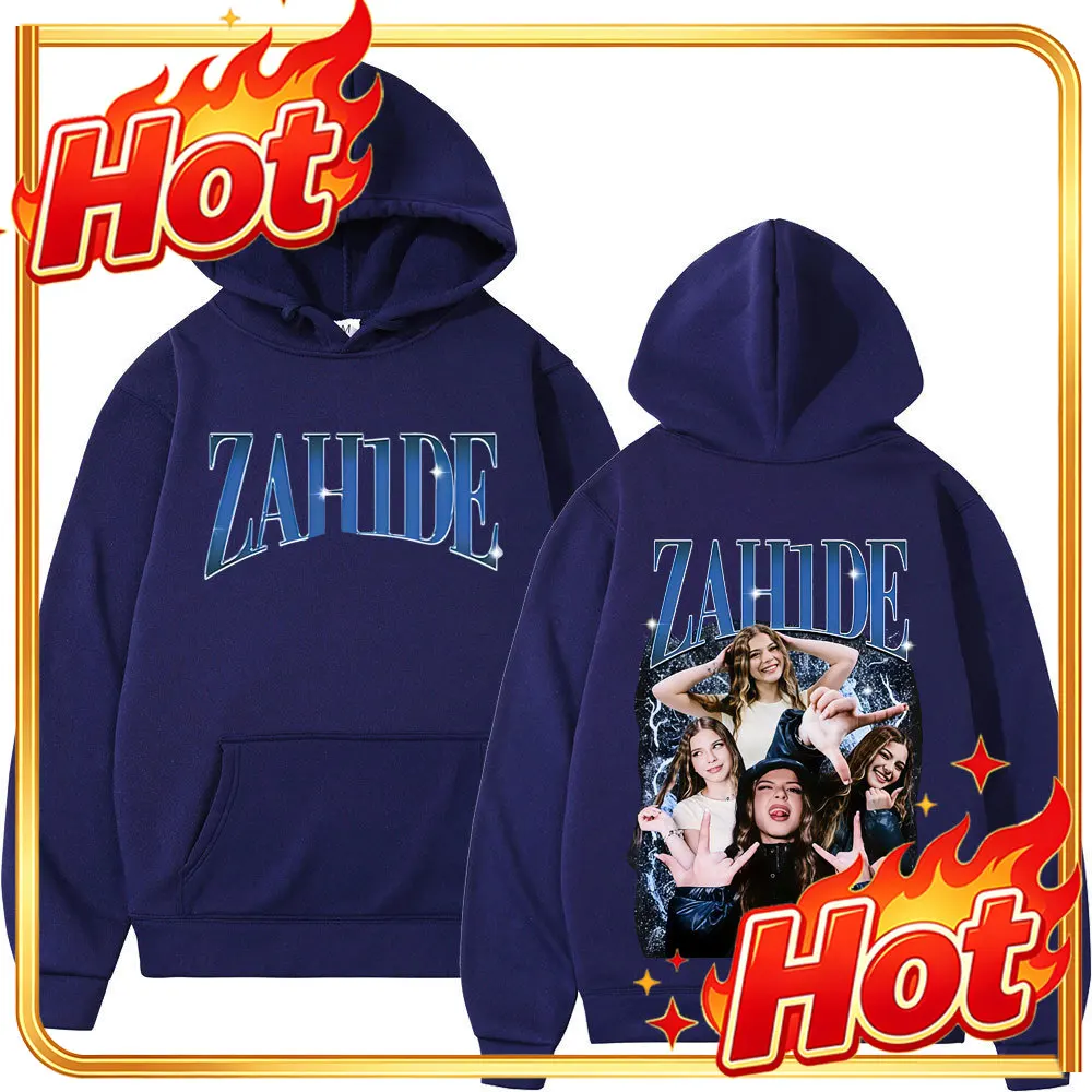 Zahide Merch Double-sided Print Hoodies Men Women Fashion Hip Hop Pullover Casual Fleece Oversized Vintage Aesthetics Sweatshirt