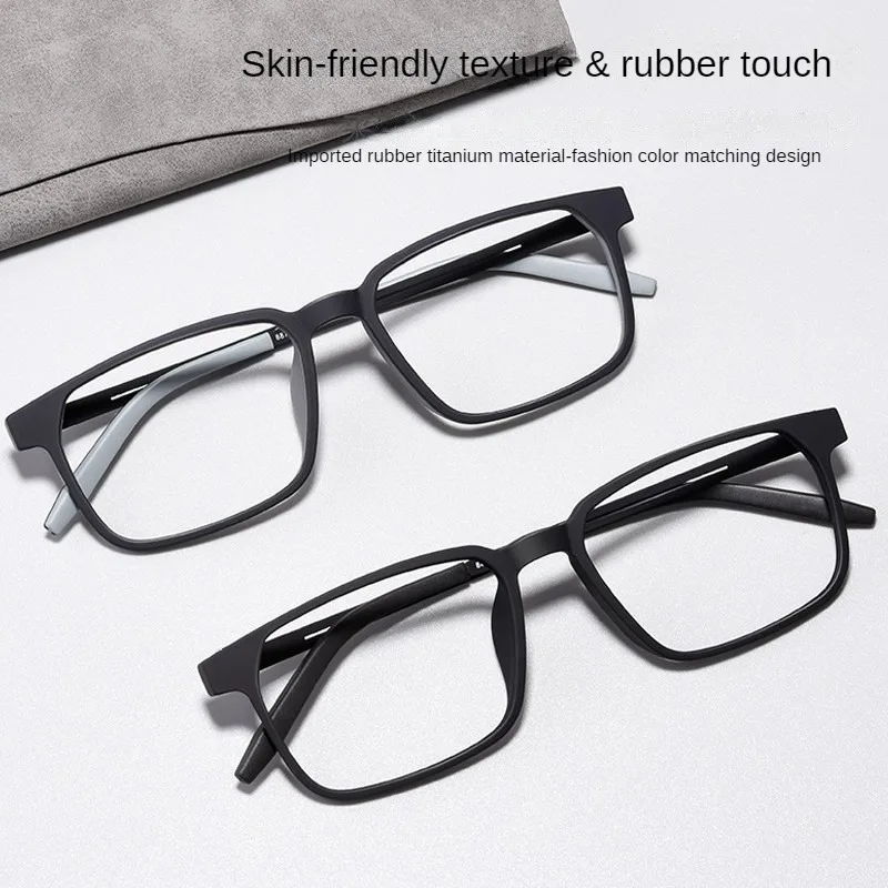 New Ultralight Anti Slip High Quality Plastic Titanium Square Frame Eyeglass Frame Large Optical Prescription Glasses For Men