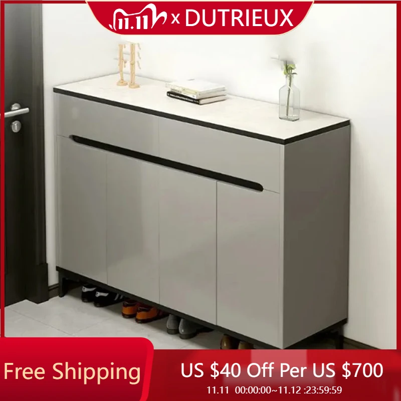 خزائن الأحذية الخشبية العالمية عمودي بسيط مزدوج الباب خزائن الأحذية الرخيصة تخزين الحد الأدنى ديكورات غرفة Archivadores