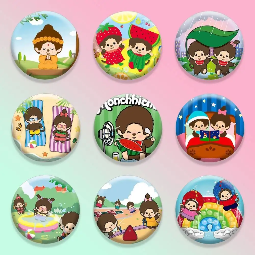 

Cartoon monchhichi-es 25mm 32mm 44mm 58mm 75mm Brooches Badges Pins for Accessories