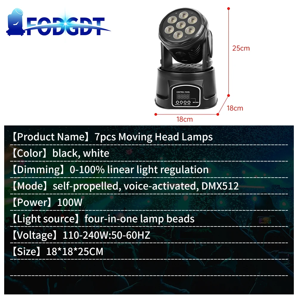 7X10W Moving Head Par Lights LED RGBW Full Color 4IN1 With Remote Control Stage Effect Lighting Wedding Light For DJ DISCO Party