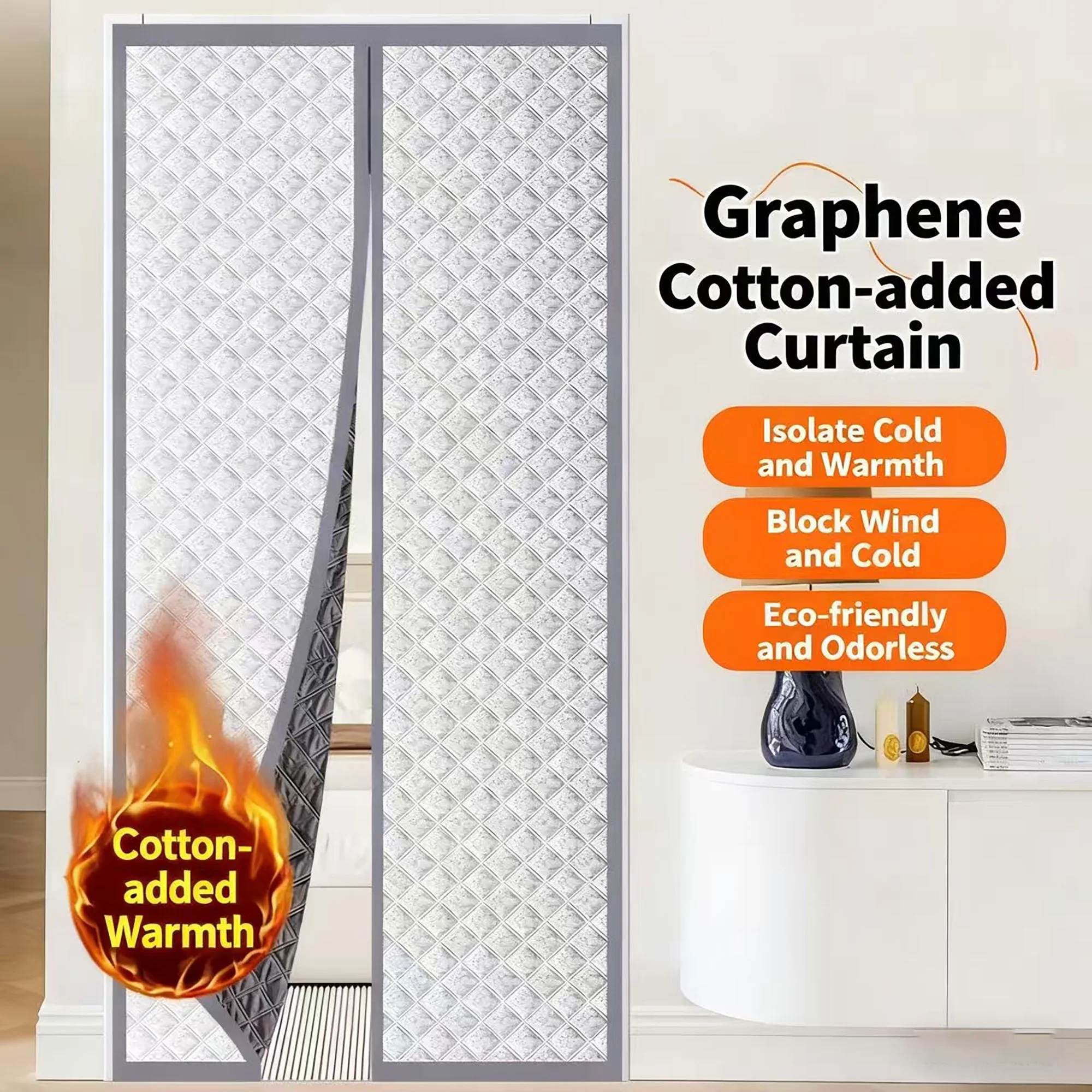 

Winter windproof and warm cotton door curtain, cold resistant door curtain, fully magnetic strip sealed door curtain