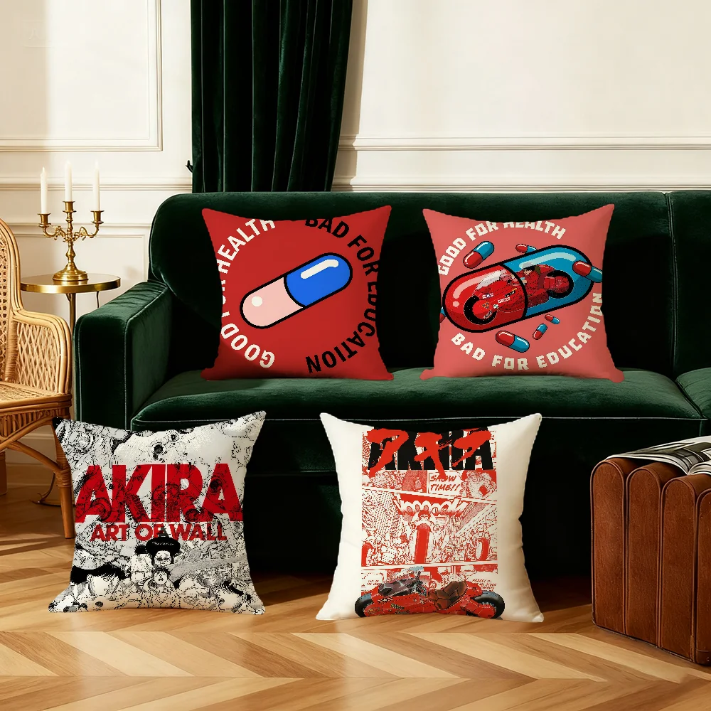 A-Akira-A Cute Anime Cushion Cover Bedroom Sofa Decorative Home Car Portable Cushion Cover with Zipper Soft Pillowcase