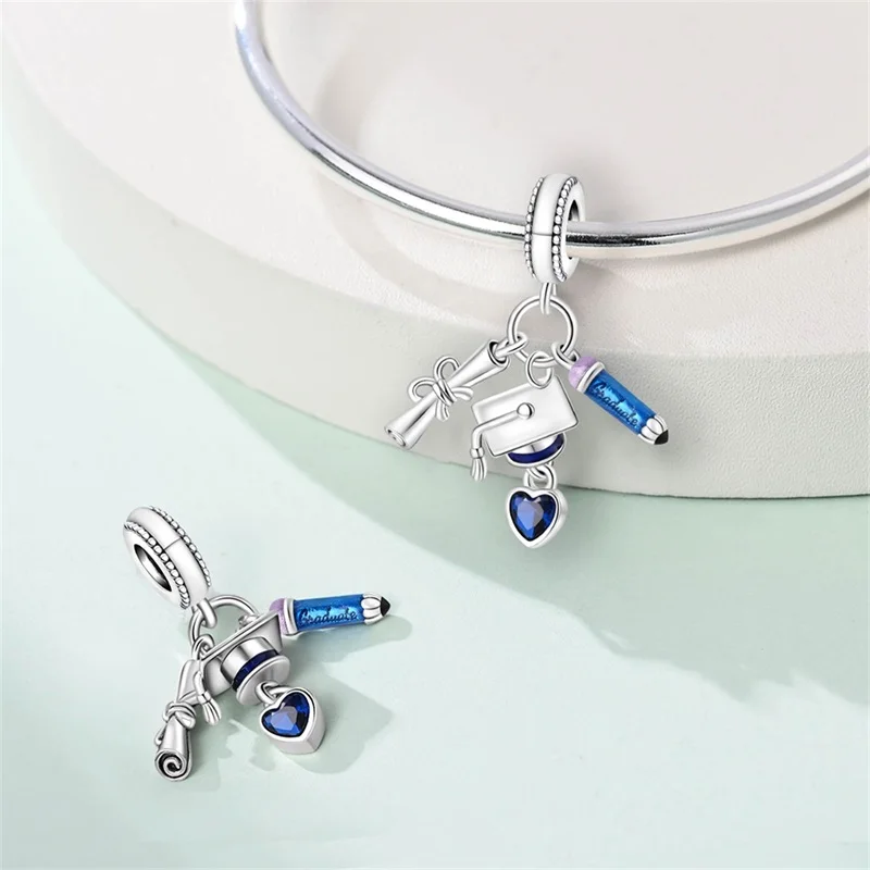 925 Sterling Silver Complete Graduation Set Charms Pendant Fit Original Bracelet DIY Women Exquisite Graduate Jewelry Gifts