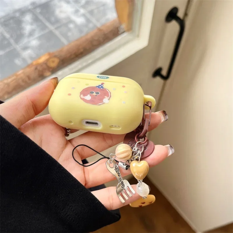 Bonita funda con colgante de galleta para AirPods 4, Airpod 1, 2, 3 Pro Pro2, auriculares Bluetooth, caja de carga, funda protectora para auriculares