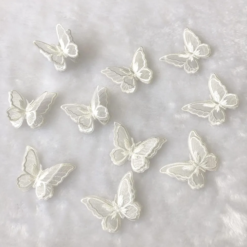 10Pcs Embroidery Butterfly Sew Iron On Patch Badge Wedding Bridal Dress Embroidered Applique Sewing Craft DIY