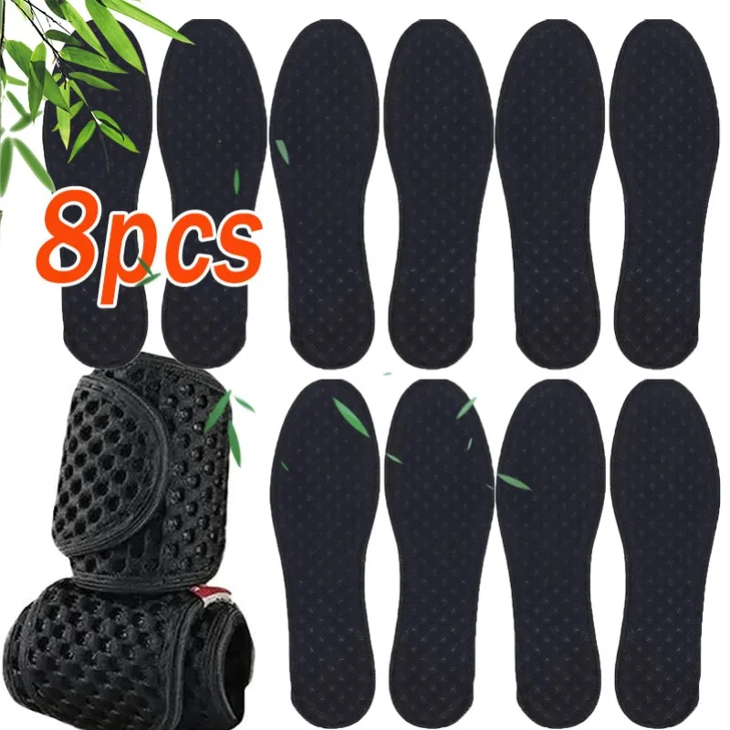 2/4/6/8pcs Bamboo Charcoal Deodorant Insoles Mesh Breathable Absorb-Sweat Shoe Pads Men Running Sport Insert Light Weight Insole