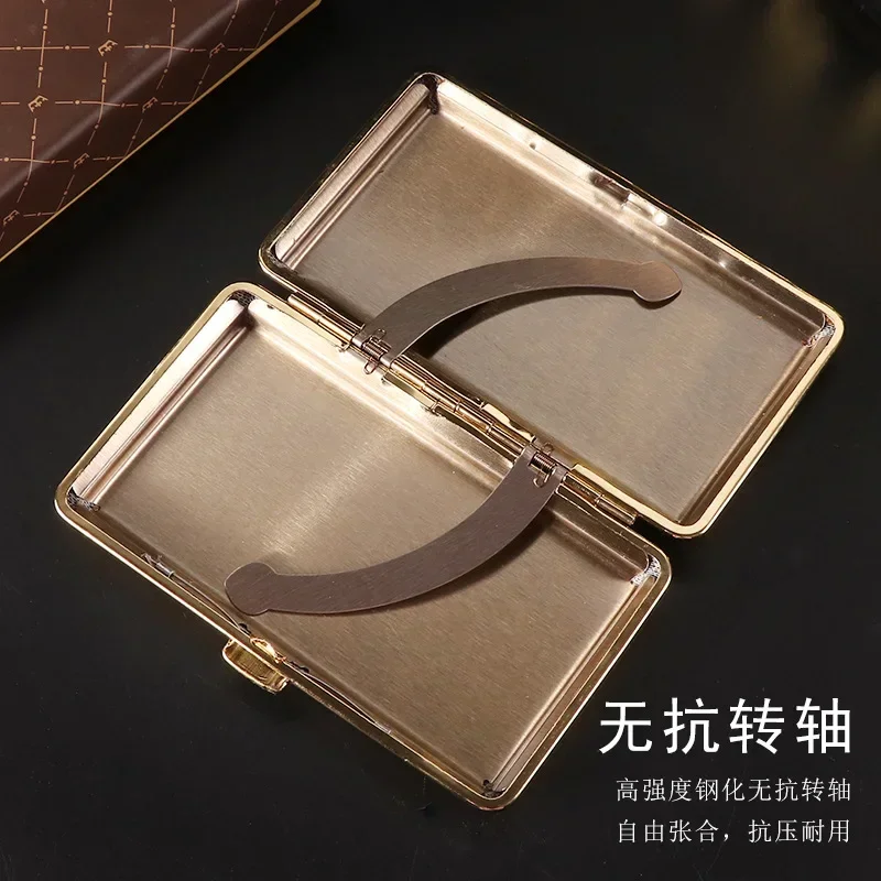 Antique Bronze Pu Leather Cigarette Case Capacity Flip Open Traveling Portable Metal Cigarette Container Box Holder