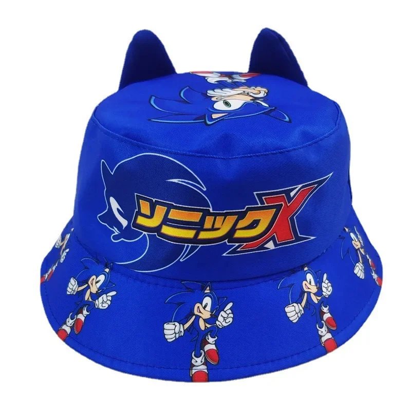 Sombreros de cubo de Sonic The Hedgehog, Cosplay de Anime, sombrero de pescador, deportes casuales, gorras de Panamá, oreja 3D, sombrilla al aire