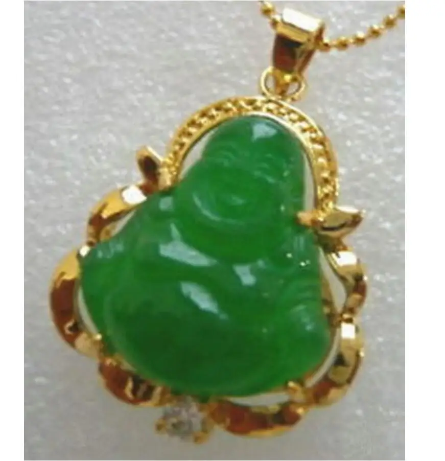 

Jewelry hot sale Beautiful green jade buddha pendant necklacedant apotropaic