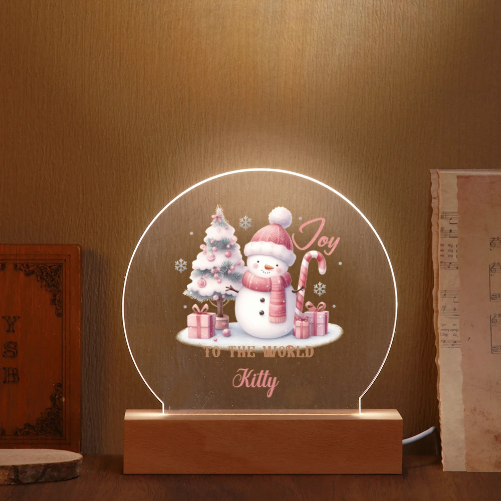 

1 pc hot sale Winter's holy blessings UV Print Personalized Name 3D Visual Night Light 3d Illusion Night Lamp For Kids Rooms