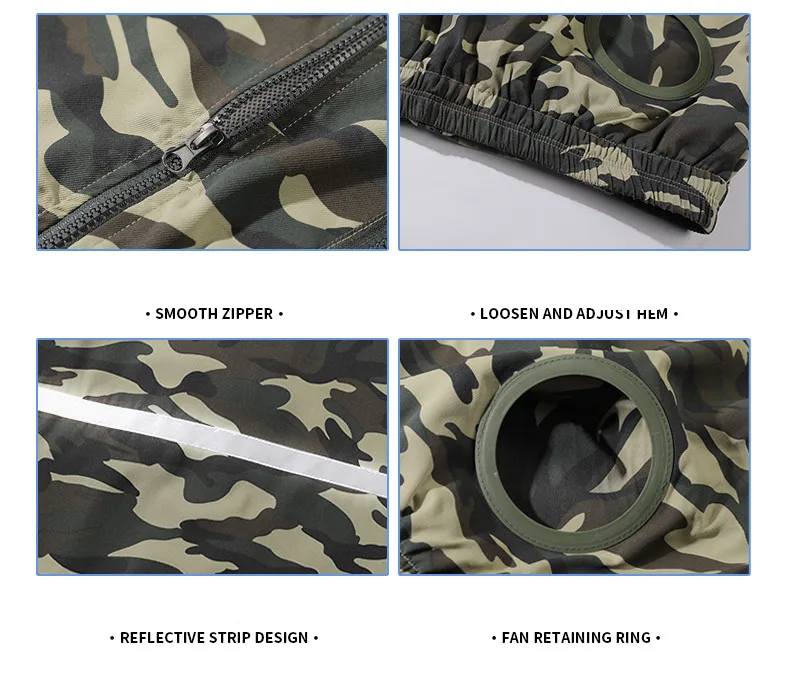 Neue lockere Sommerjacke mit Ventilator zur Schutz vor Hitzeschlag für Herren, kühlende Jacke für Arbeiten auf Baustellen im Freien (ohne Powerbank) – Detail 15