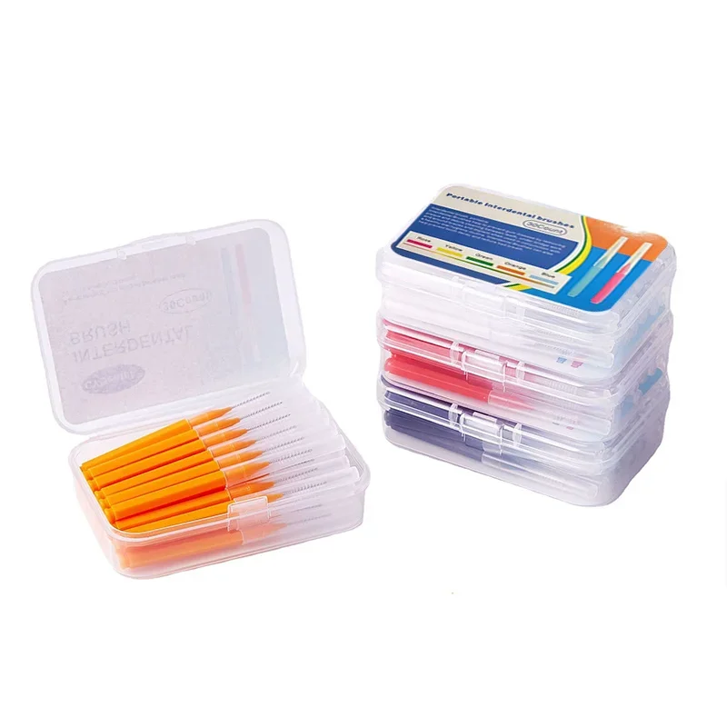 แปรงซอกฟัน 30 ชิ้น/กล่อง ขนาด 0.6-1.2 มม. สำหรับดูแลสุขภาพฟัน แปรงแบบดัน-ดึง ขจัดคราบอาหาร คราบพลัค ช่วยให้ฟันขาวสะอาด อุปกรณ์ทำความสะอาดช่องปาก